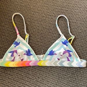 Mara Hoffman Swim Bikini Rainbow Bird Triangle Top Small - Like New